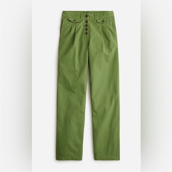 J. Crew Pleated Front-Button Pant Green - Picture 1 of 11